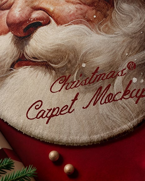 Christmas Round Carpet on The Red Floor Mockup