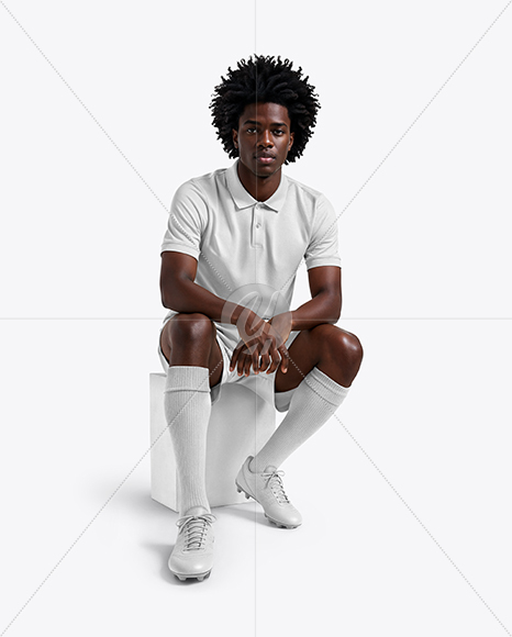 Man with Afro Hairstyle Wearing Full Soccer Kit Mockup