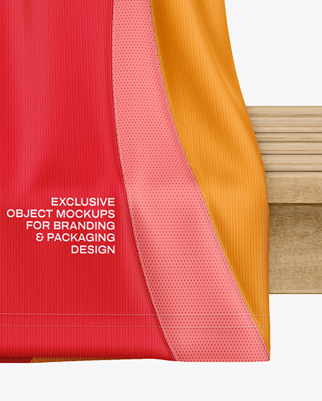 Training Jersey on Hanger Over Wooden Bench Mockup