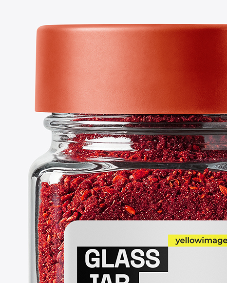 Square Glass Jar with Sumac Spice Mockup