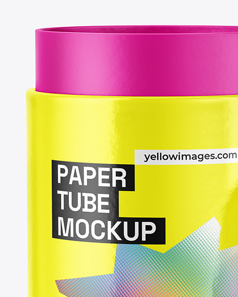 Glossy Paper Tube with Pull Tab Mockup