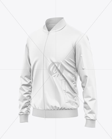 Satin Varsity Zip-Up Jacket Mockup
