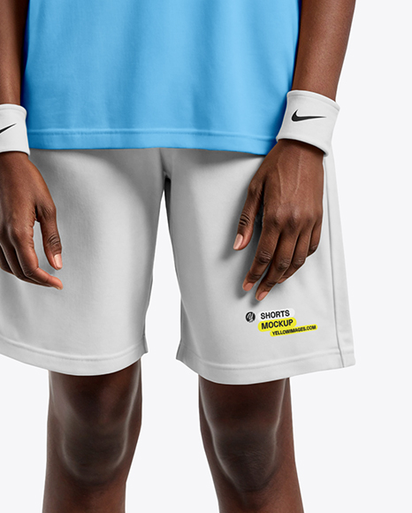 Young Black Woman Wearing Tennis Polo Shirt and Shorts Mockup