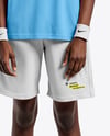 Young Black Woman Wearing Tennis Polo Shirt and Shorts Mockup