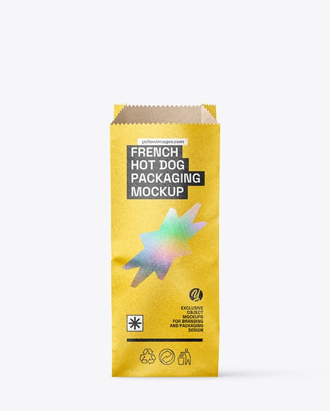 Kraft Paper Bag with Hot Dog Mockup