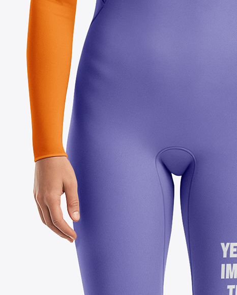 Female Surfer in a Wetsuit with a Longboard Mockup