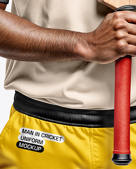 Indian Cricket Player Wearing a Polo with a Bat Mockup