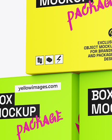 Three Paper Boxes Mockup