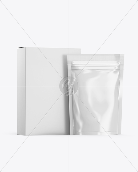 Box with Glossy Pouch Mockup