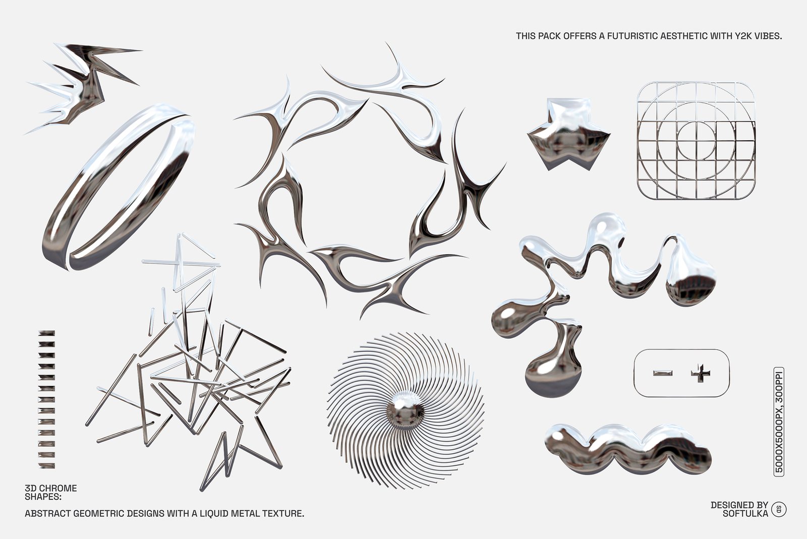 300+ Abstract Chrome Shapes Pack