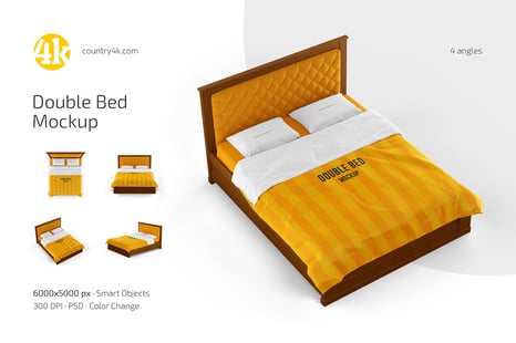 Double Bed Mockup Set - Product Mockups