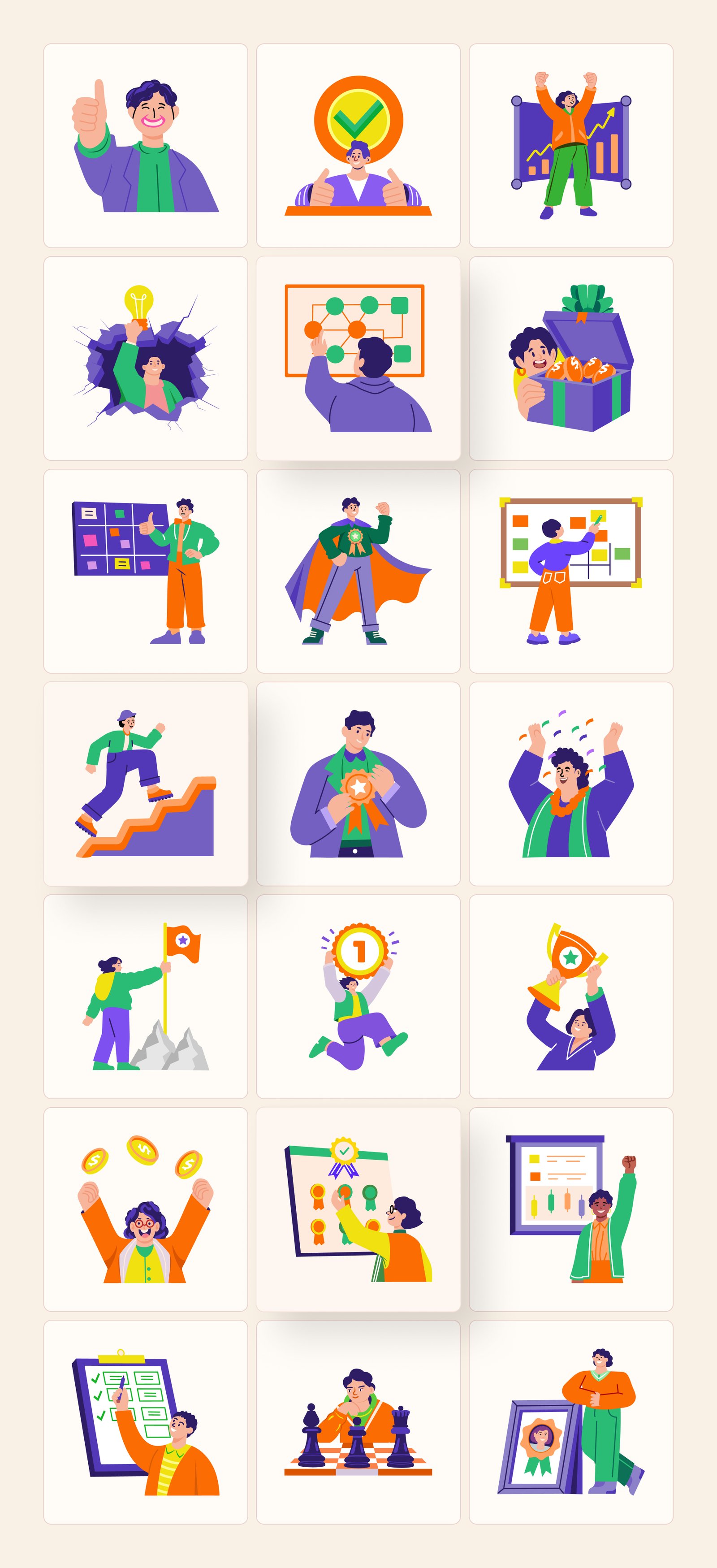 Success Illustration Art Set