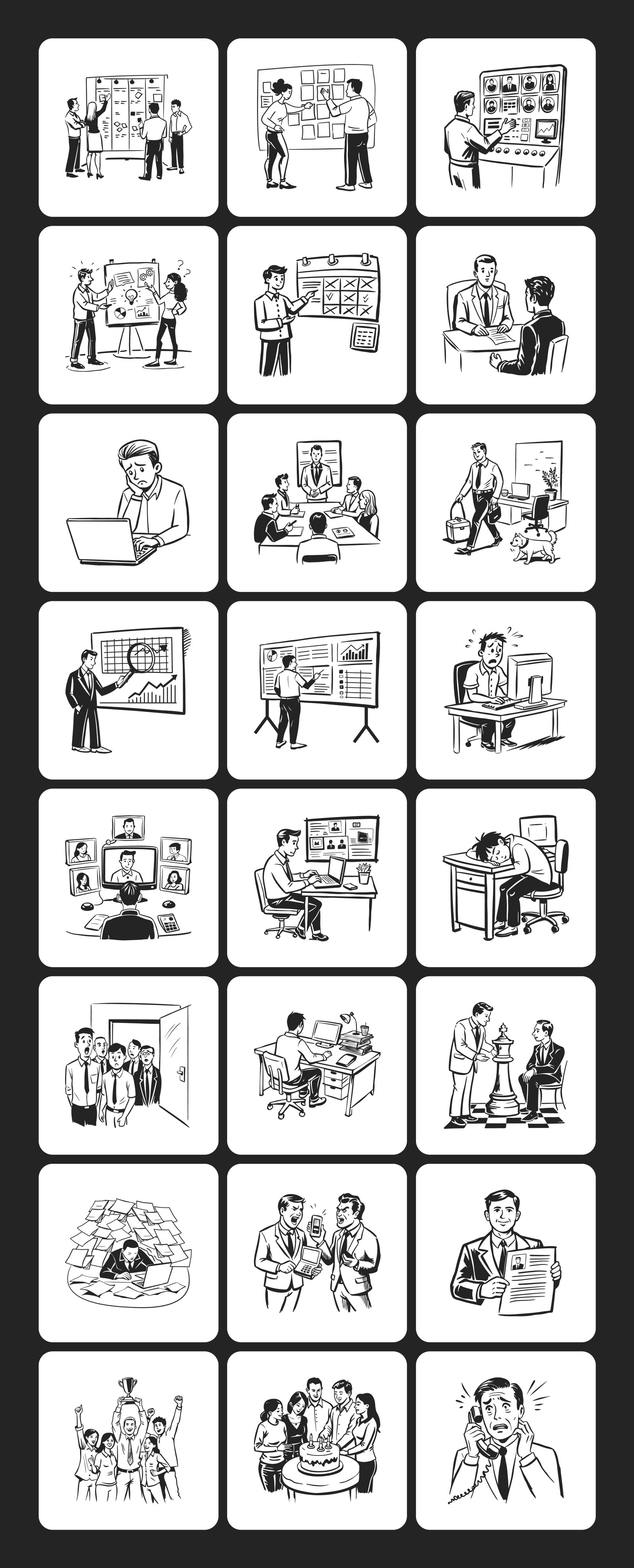 Business Drawing Illustration Set