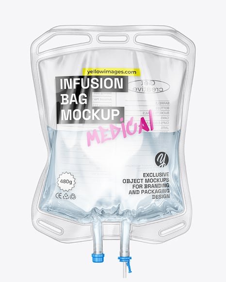 Clear Plastic Infusion Bag Mockup