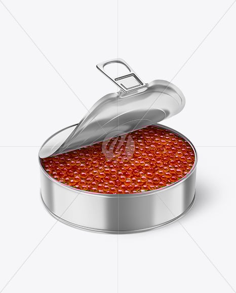 Opened Tin Can w/ Red Caviar Mockup