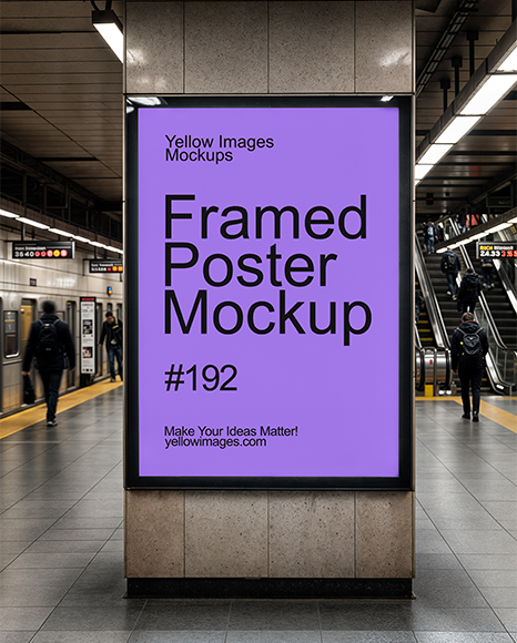 Framed Poster in Subway Station Mockup