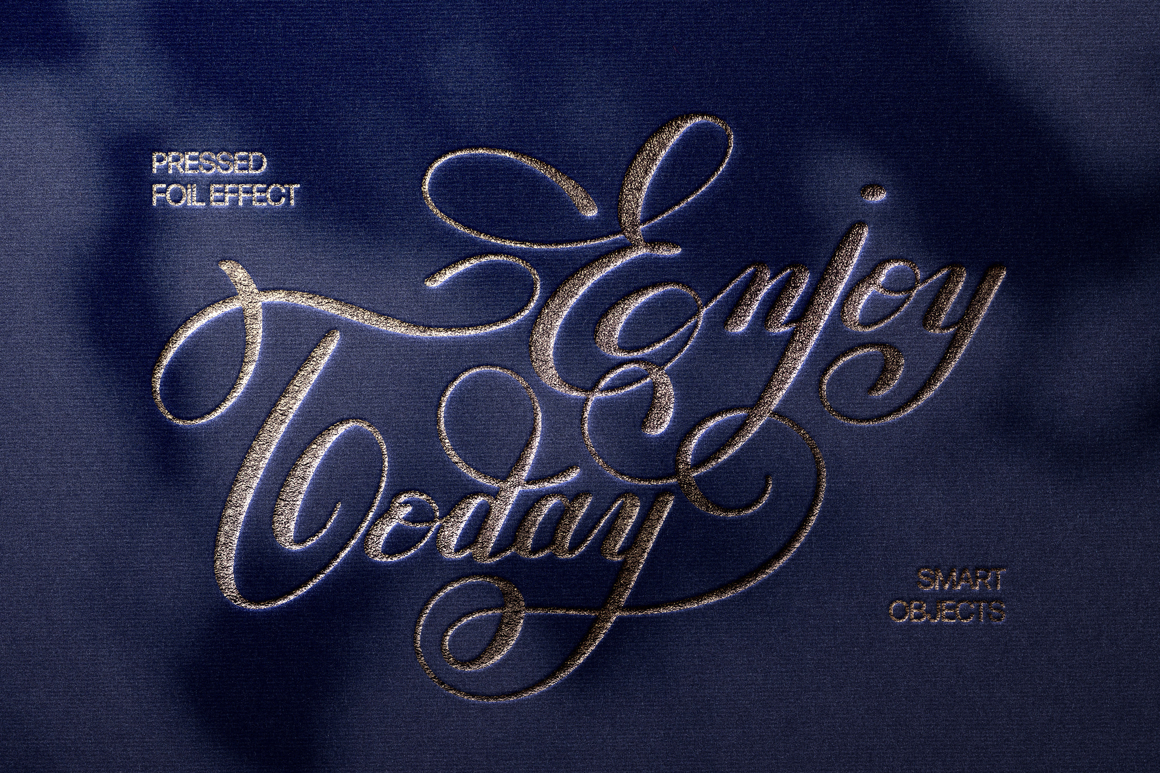 Pressed Foil Text &amp; Logo Mockup