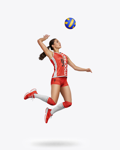 Woman Wearing Full Volleyball Kit with Ball Mockup