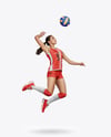 Woman Wearing Full Volleyball Kit with Ball Mockup