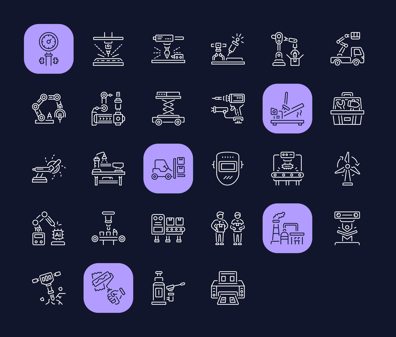 Manufacturing Icon Art Set