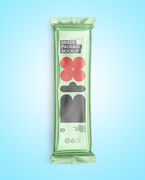 Glossy Metallic Snack Package Mockup