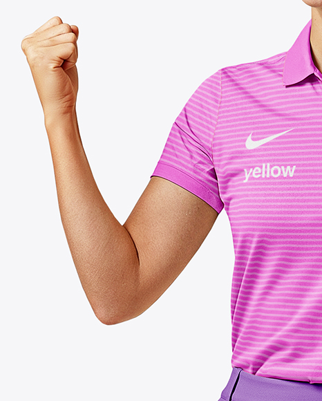 Woman Wearing Golf Shirt and Skirt Mockup