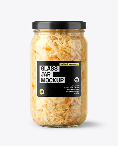 Glass Jar with Sauerkraut Mockup - Glass can mockup