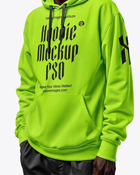 Elderly Black Man Wearing Hoodie and Sweatpants Mockup