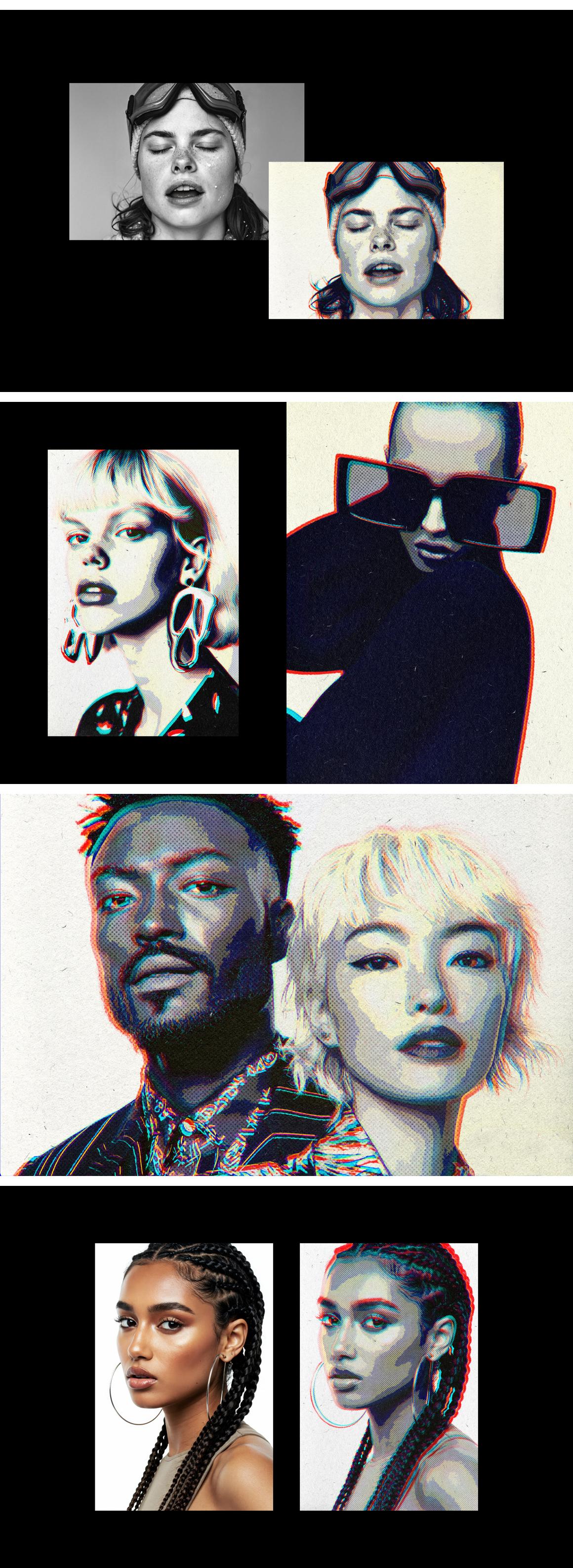 Anaglyph Halftone Photo Effect