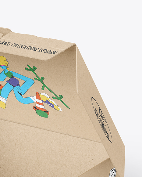 Opened Kraft Food Box Mockup