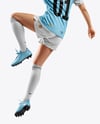 Woman Wearing Soccer Jersey and Shorts Mockup