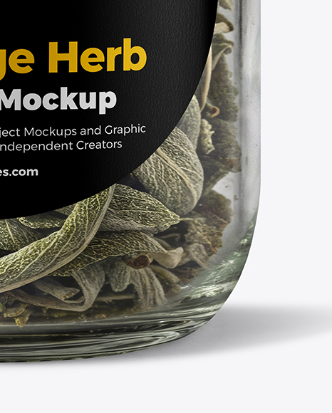 Glass Jar with Sage Herb Mockup