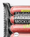 Glossy Plastic Flow-Pack with Sausages Mockup