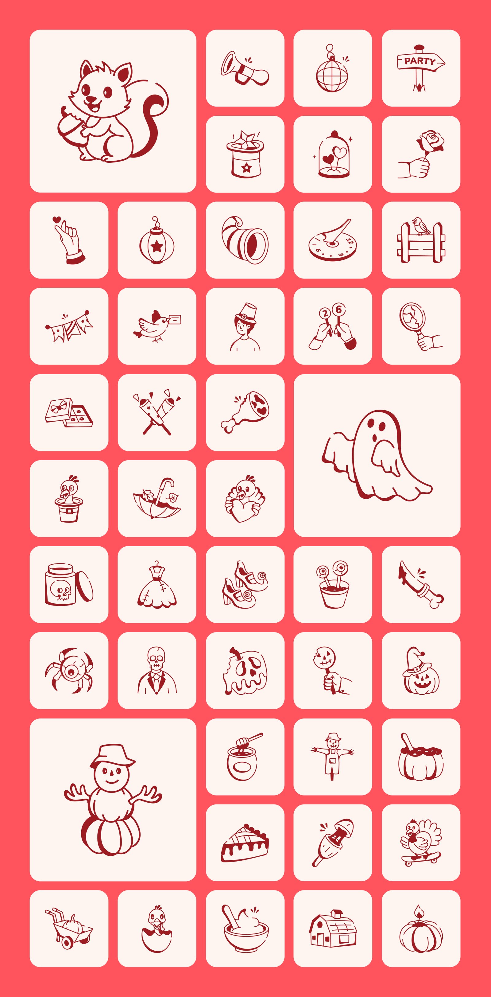 Love and Celebration Doodle Icons Bundle