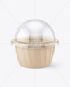 Kraft Paper Dessert Cup with Clear Plastic Dome Cap Mockup