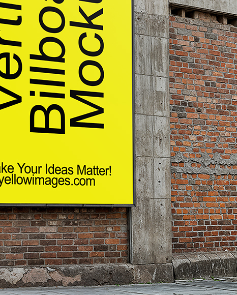 Outdoor Vertical Billboard on a Building Mockup