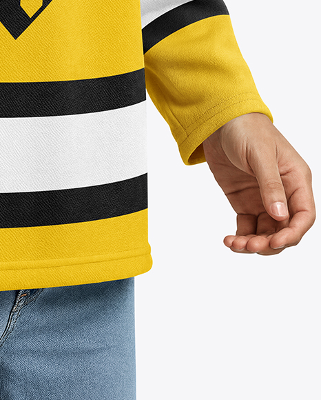 Man Wearing Ice Hockey Jersey Mockup