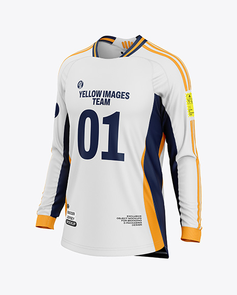 Long Sleeve Soccer Jersey Mockup - Half Side View