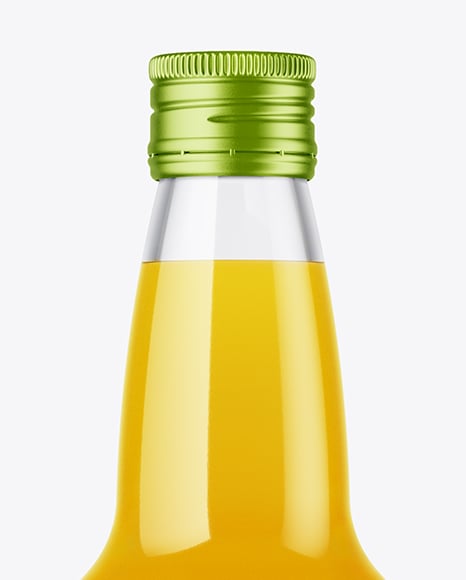 Clear Glass Bottle with Orange Juice Mockup