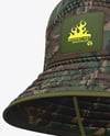 Twill Bucket Hat Mockup - Front Half Side View