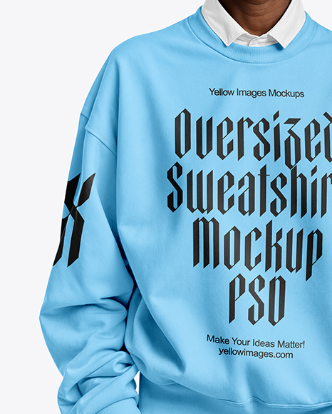 Elderly Black Woman Wearing Oversize Sweatshirt and Pants Mockup