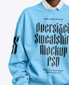 Elderly Black Woman Wearing Oversize Sweatshirt and Pants Mockup