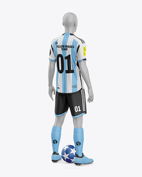 Soccer Kit w Mannequin Mockup - Back Half Side View - Kit mockup psd