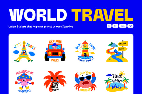 Animated World Travel Stickers - Graphics