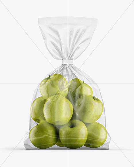Plastic Bag With Apples Mockup