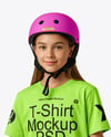 Girl in Protective Gear with Skateboard Mockup