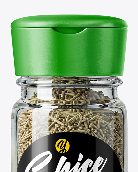 Glass Spice Jar with Rosemary Mockup