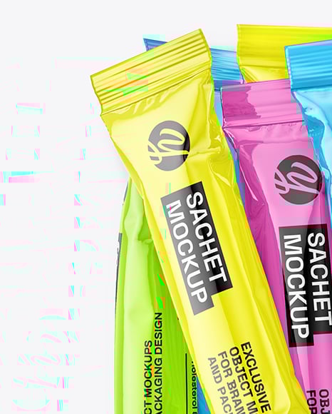 Glossy Stick Sachets Mockup
