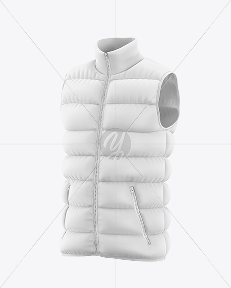 Matte Down Vest Mockup – Half Side View
