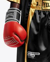 Black Man Wearing Boxing Kit with Robe and Shorts Mockup